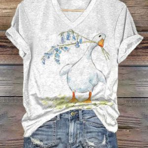 Womens Casual Short-sleeve Top With A Printed Design