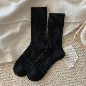 Japanese-style Twisted-knit Solid-color Versatile Basic Ankle Socks
