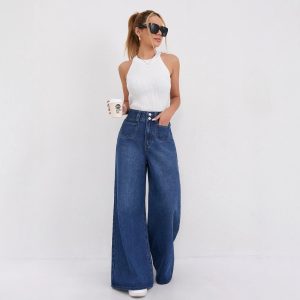 High-waisted Floor-length Flared Pants