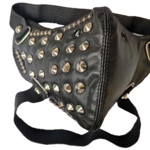 Skull Riding Leather Black Half Face Mask