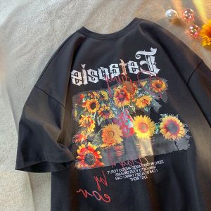 Womens Relaxed-fit Retro Casual Short-sleeve Top