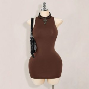 Sheer Low-cut Backless Hip-hugging Dress