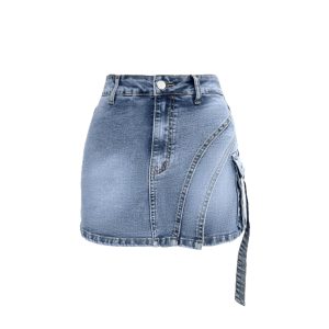 European And American-style Spicy Girl Elastic Denim Skort