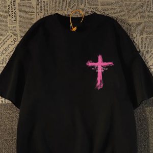 Womens Loose-fitting Short-sleeve Top With A Round Neck And Floral Print