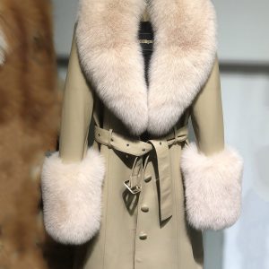 Slim-fit Leather Sheepskin Fox Fur Coat