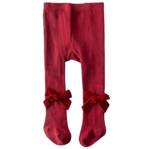 Springautumn Velvet Bow Baby Tights