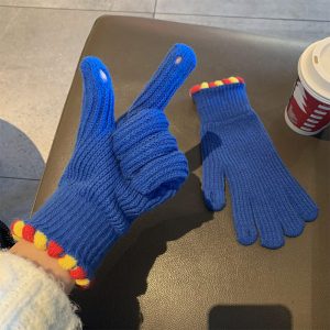 Winter Fingerless Knitted Gloves Touchscreen Warm Windproof