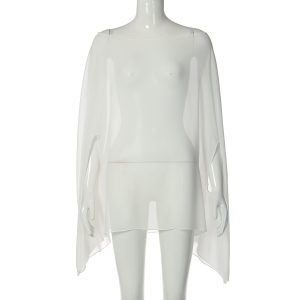 Loose-Fitting, Versatile Plus-Size Womens Chiffon Pullover Tunic