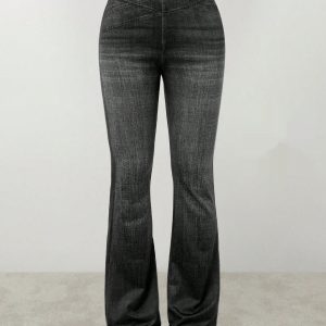 Denim High-rise Slim-fit Slightly Flared Pants That Create A Slimming Look