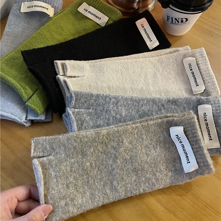 Winter Warm Faux Cashmere Knitted Fingerless Mittens - الصورة 2