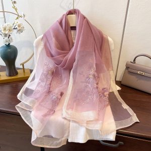 Fashionable Embroidered Long Jacquard Wrap Scarf