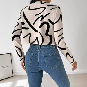 Womens Stylish Casual Printed Jacket Top