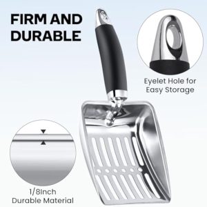 Cat Litter Scoop Kitty Metal Scooper Stainless Steel Sifter Heavy Duty Poop Sifting Kitten Poop Sifter