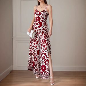 Elegant Womens Floral Print Wrap-Style Jumpsuit With Straps
