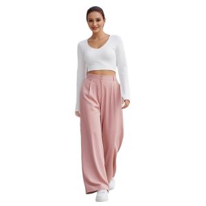 Elegant Professional-style High-waisted Straight-leg Pants