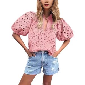 Womens Stylish Casual Hollow-out Lace Top
