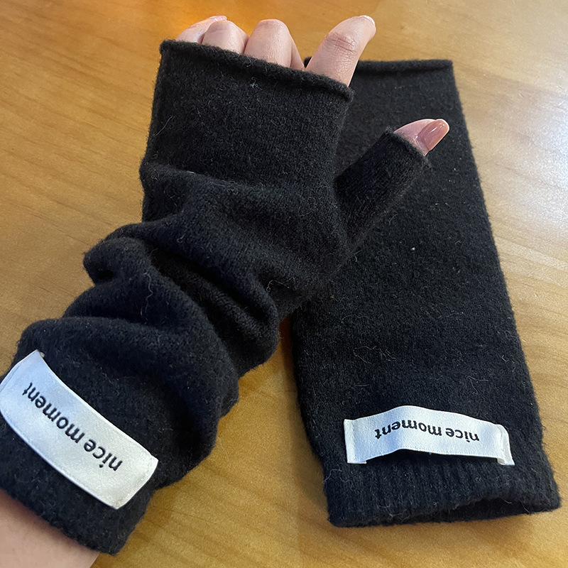 Winter Warm Faux Cashmere Knitted Fingerless Mittens - الصورة 6