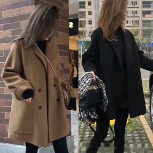 Loose Woolen Casual Coat For Women