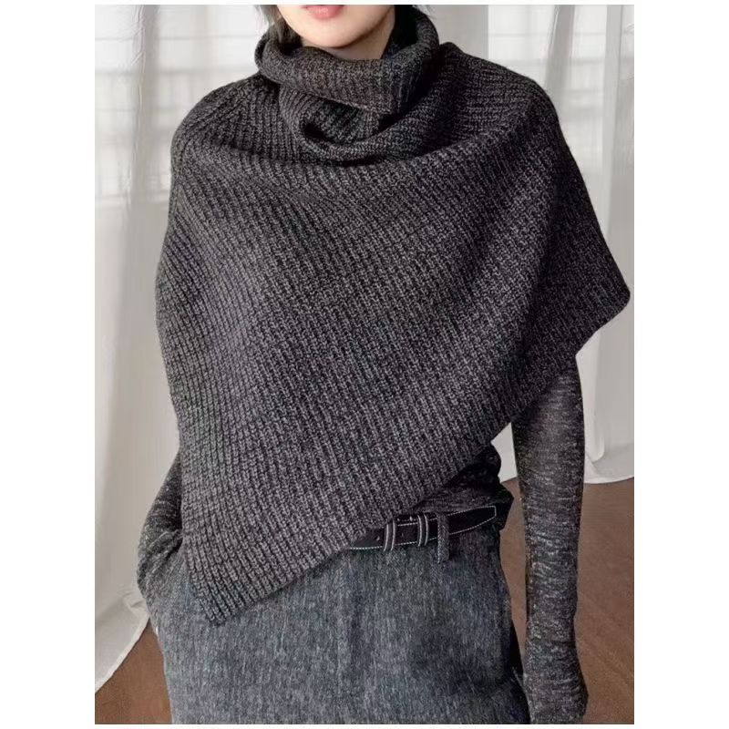 Stylish Versatile Dark Gray Knitted Neck Warmer - Image 7