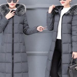 Korean-style Extended Over-the-knee Down Cotton Coat