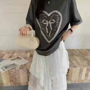 Womens Loose-fitting Crew-neck Short-sleeve Top