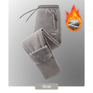Men New AutumnWinter Fleece Lined Padded Norwegian Style Thermal Pants In American And European Sizes