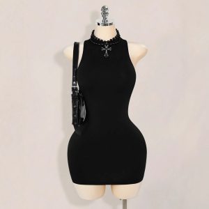 Sheer Low-cut Backless Hip-hugging Dress