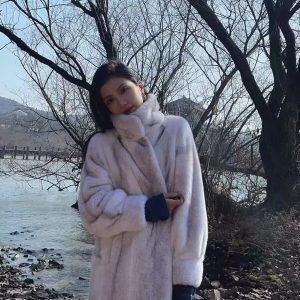 Women's Cross-Design Mink Fur CoatFull-Fur Integrated Design