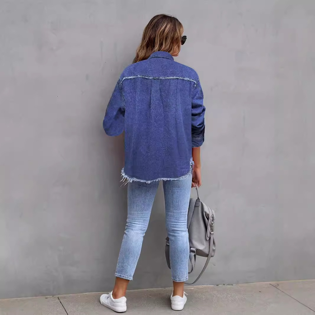 New Relaxed-fit American-style Streetwear Washed-up Collar Jacket - Image 3