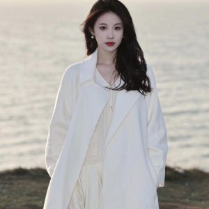 New Year Wool Coat With Down Liner For Women Long Style Outerwear