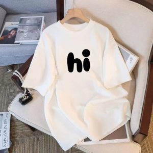 Womens Relaxed Minimalist Short-sleeve Top With A Print