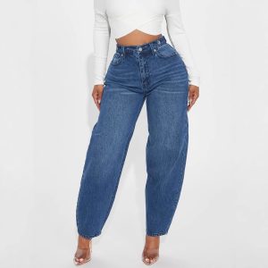 Womens Designer Washed-Blue Retro Flared Denim Jeans
