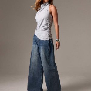 Womens Stylish Sexy Sleeveless Form-fitting Halterneck Tank Top