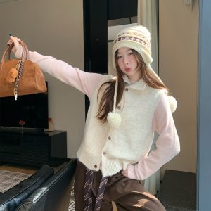 Womens Stylish Sleeveless Knitted Cardigan Vest