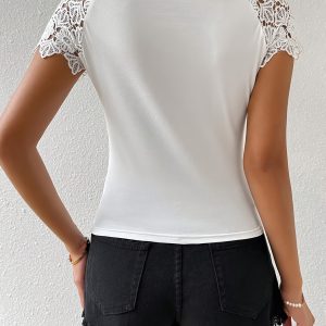 Seamless Solid Color Sexy Lace Top