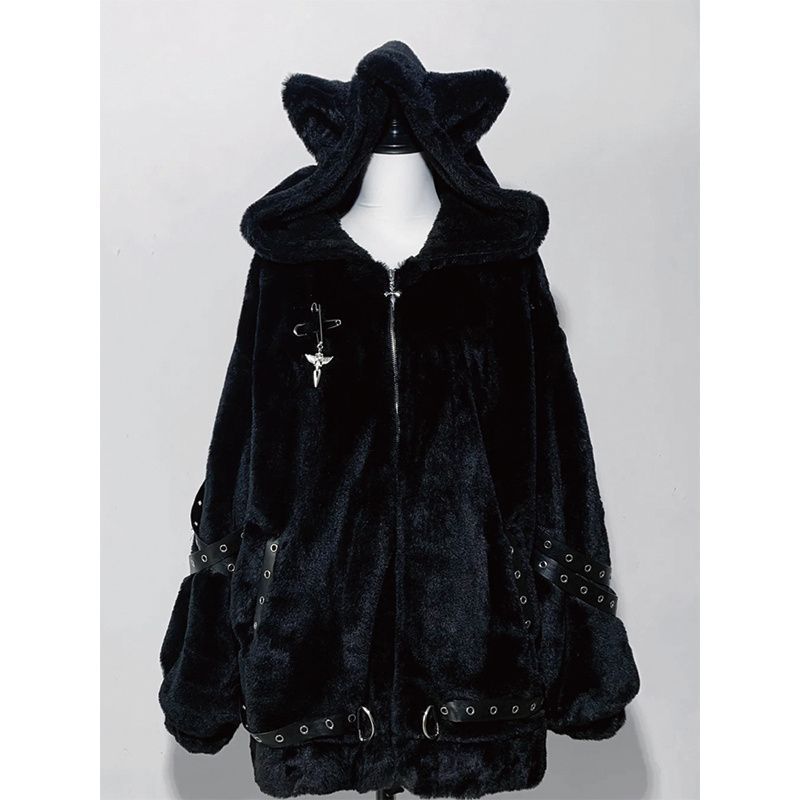 Cute Sweet Cat-ear Coat Mid-length Outerwear - Image 4