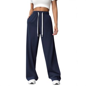 Women's Fleece-Lined Casual Straight-Leg Sports Sweatpants For Fall And Winter