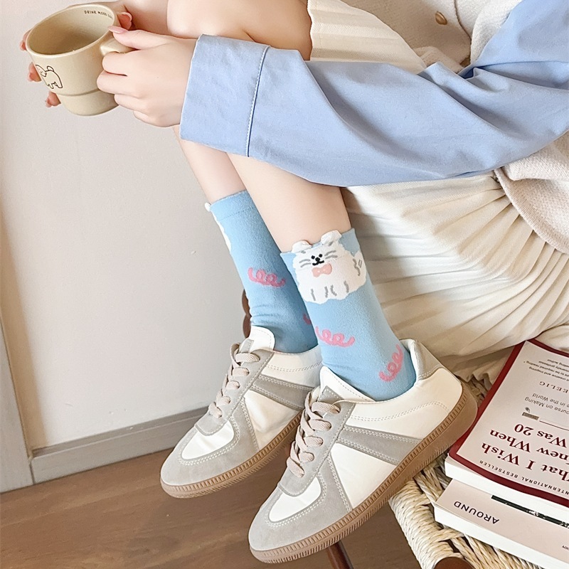Polka-dot Color-blocked Boneless Cotton Socks - الصورة 4