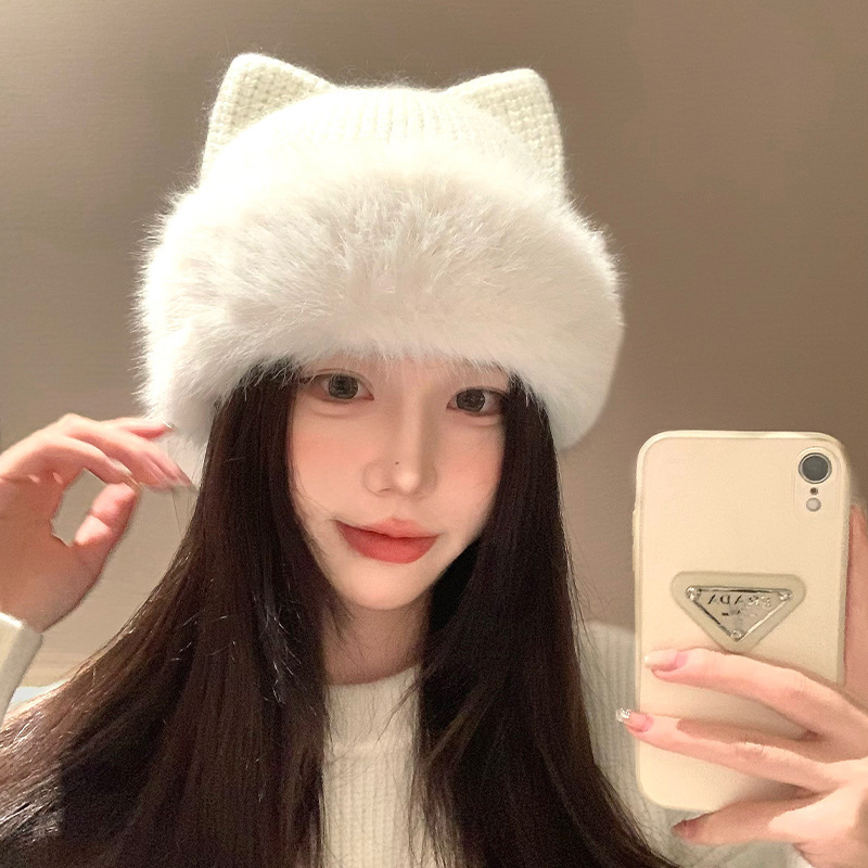 Cute Cat-Ear Knitted Wool Hat For Women In Winter - Image 2