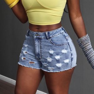 Simple Versatile Womens Casual Denim Shorts