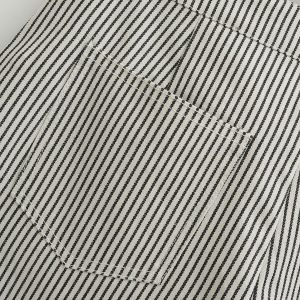 Womens Black And White Striped A-Line Casual Denim Shorts