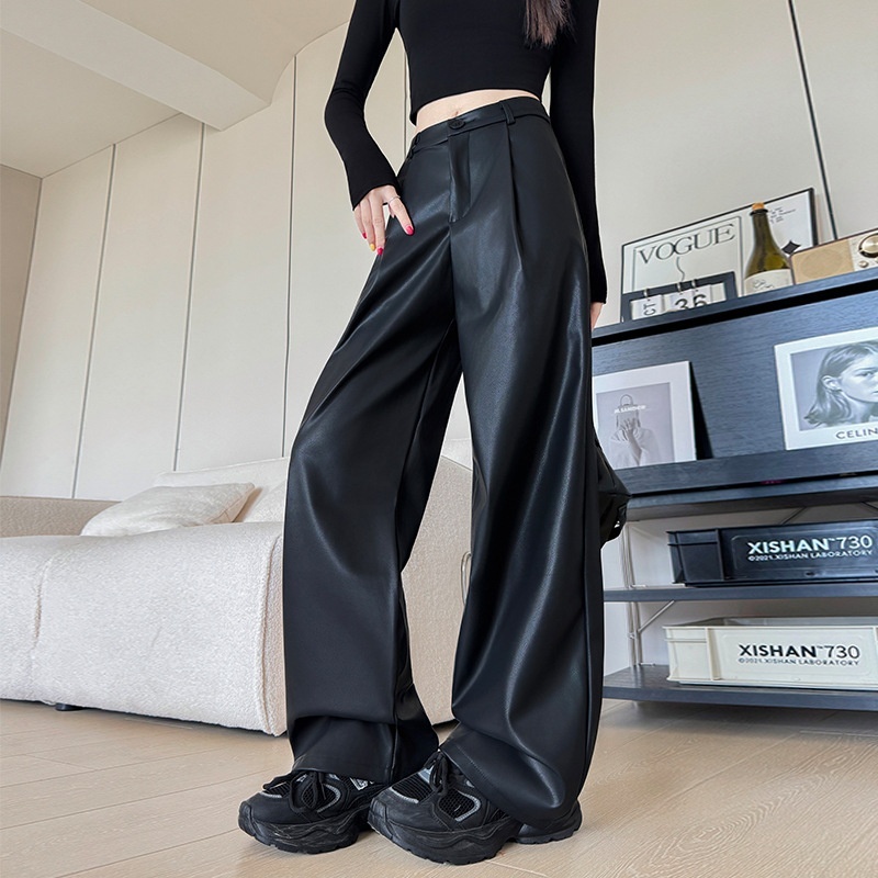 Womens Stylish Casual High-waisted Slimming Wide-leg Pants