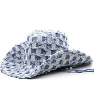 Womens Stylish Casual Denim Wide-Brim Hat For Vacation