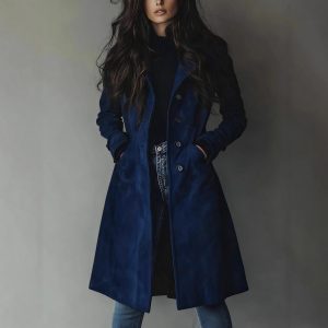 Womens Western Style Long Trench Coat For Fall And Winter