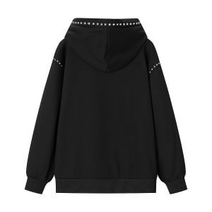 Casual Rivet Design Hooded Sweatshirt For Women