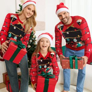Hot-selling Jacquard Christmas Tree Sweater A Relaxed Laid-back Style For Couples