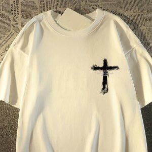 Womens Loose-fitting Short-sleeve Top With A Round Neck And Floral Print