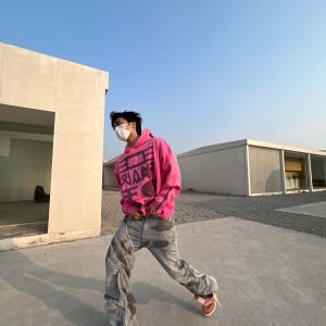 Desert Camouflage Mesh Washed And Worn Bat Jeans Couple