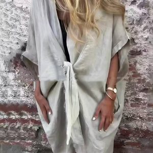 Casual Irregular Mid Length Outerwear Shirt