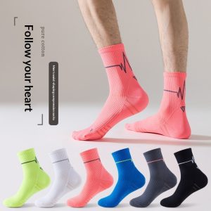 RUNYUBO Mid-Calf Bright-Colored ECG-Style Trendy Professional Running Socks